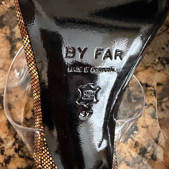 New By Far Clara PVC Iridescent Heeled 95mm Sandals - Picture 11 of 11